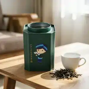 Hexagonal Tea Tin Canister — Tea Packaging Reference JM-TEA-001