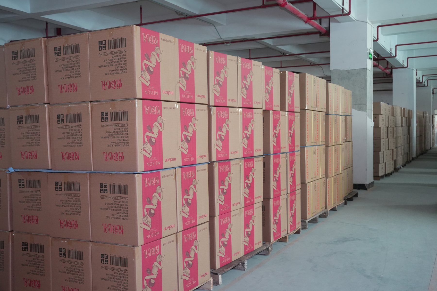 Packed goods held in factory storage