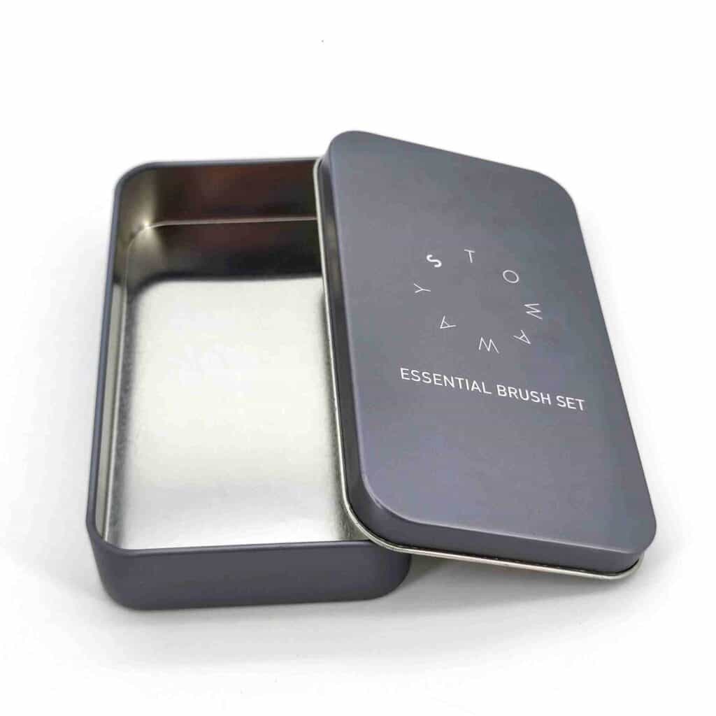 Open rectangular grey custom tin from Junmei product library