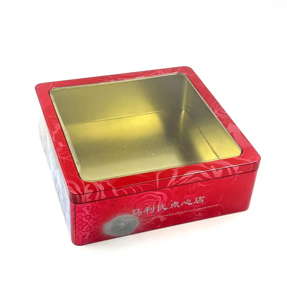 Large Square Cookie Tin 220×220×76mm SQU-058 detail view