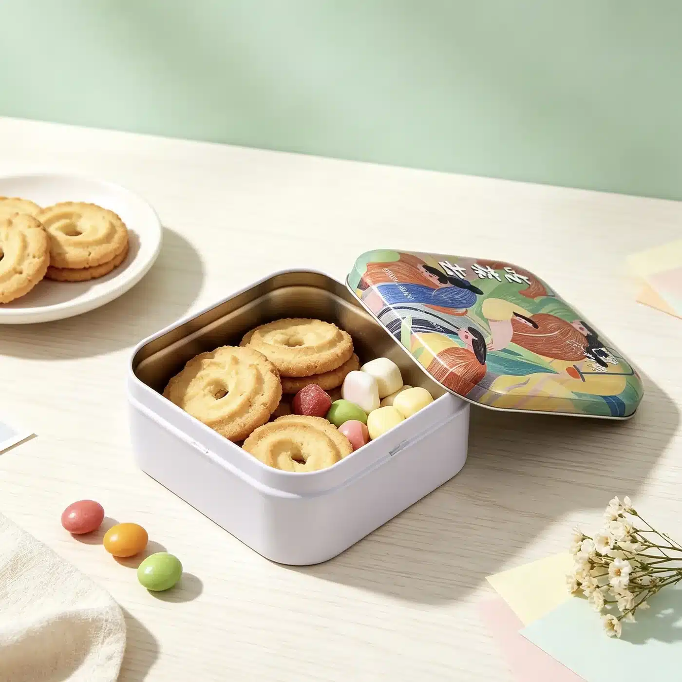 Rectangular Candy and Cookie Tin — Candy Packaging Reference JM-CAN-003