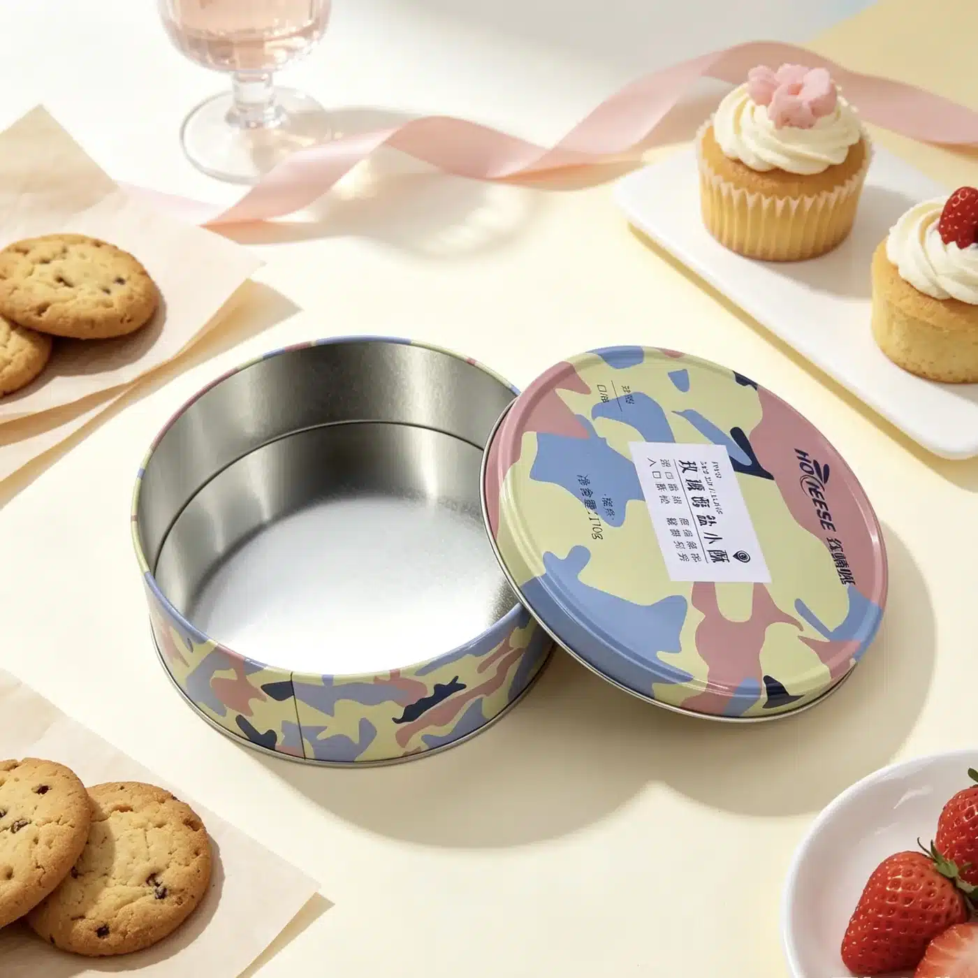 Round Window Cookie Tin — Cookie Packaging Reference JM-COO-002