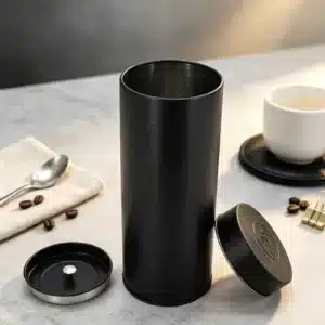 Slim Round Coffee Tin Canister — Coffee Packaging Reference JM-COF-003