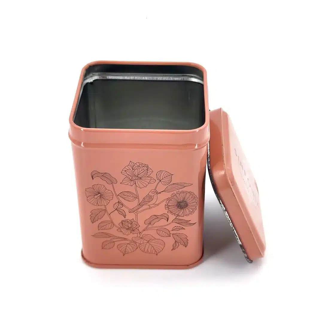 Square Tea Tin 71×71×98mm SQU-011 detail view