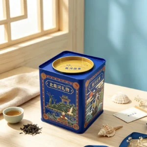 Square Tea Tin Box — Tea Packaging Reference JM-TEA-003