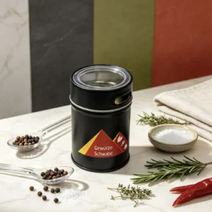 Stackable Round Spice Tin Set — Spice Packaging Reference JM-SPI-003