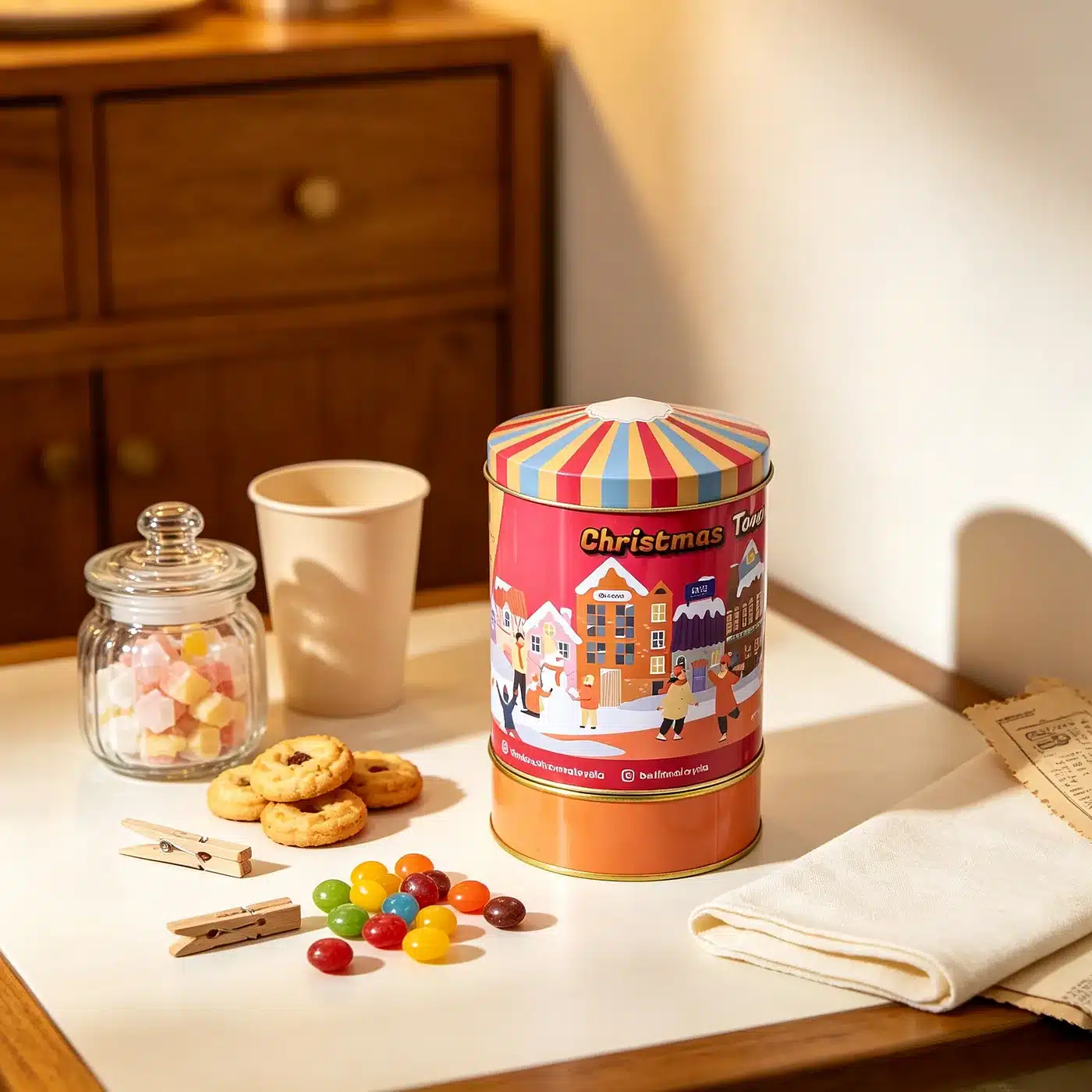Tall Round Promotional Tin — Promotional Packaging Reference JM-PRO-001