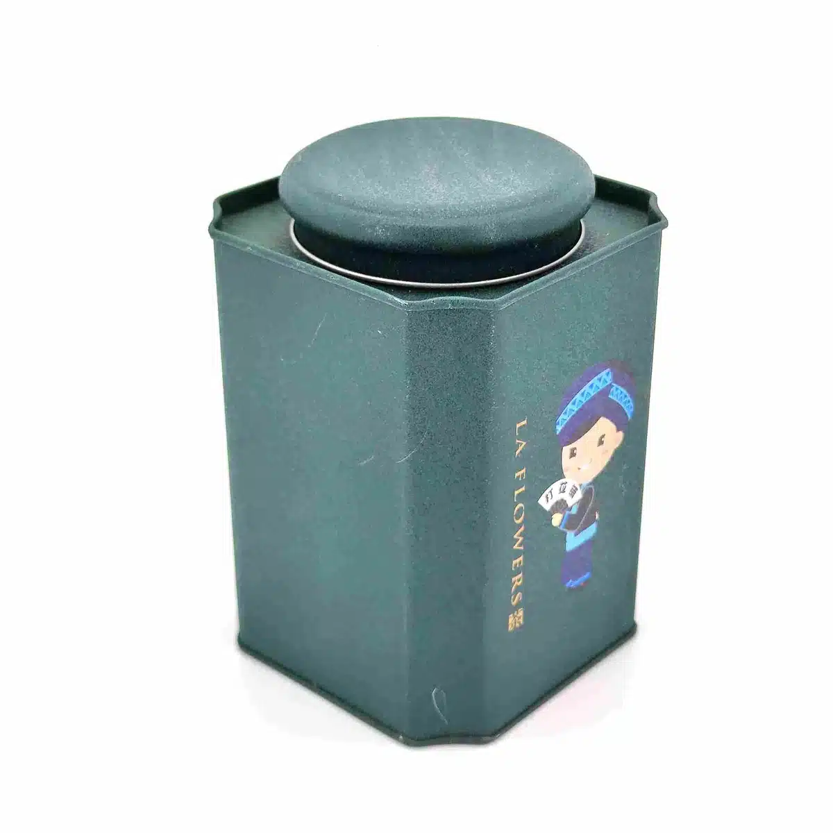 Tall Special-Shaped Tea Tin 92×92×135mm SPS-014 front view