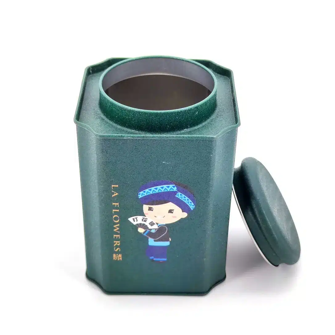 Tall Special-Shaped Tea Tin 92×92×135mm SPS-014 detail view