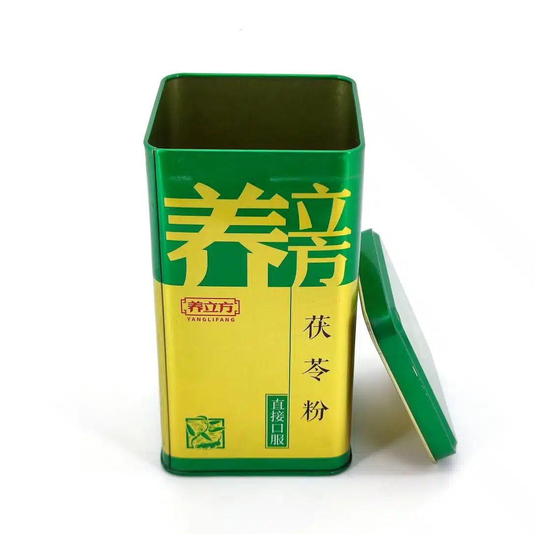 Tall Square Food Storage Tin 80×80×150mm SQU-018 detail view