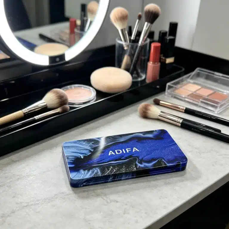 ADIFA palette tin in a styled cosmetics setting