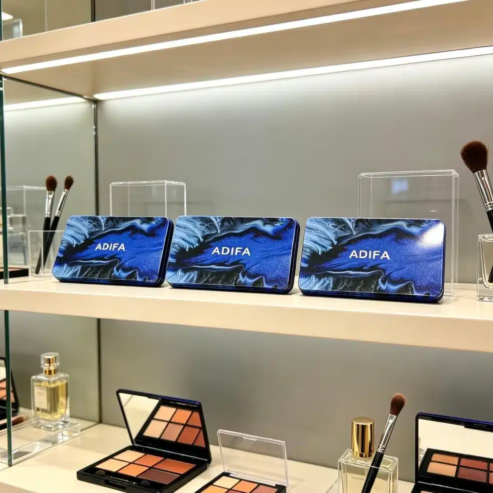 ADIFA palette tins in a styled display
