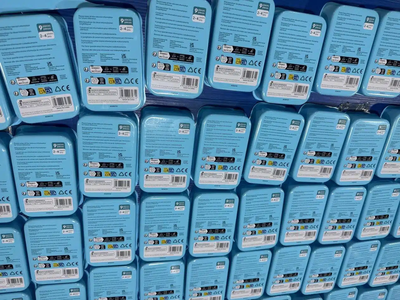 Printed back panels showing product information
